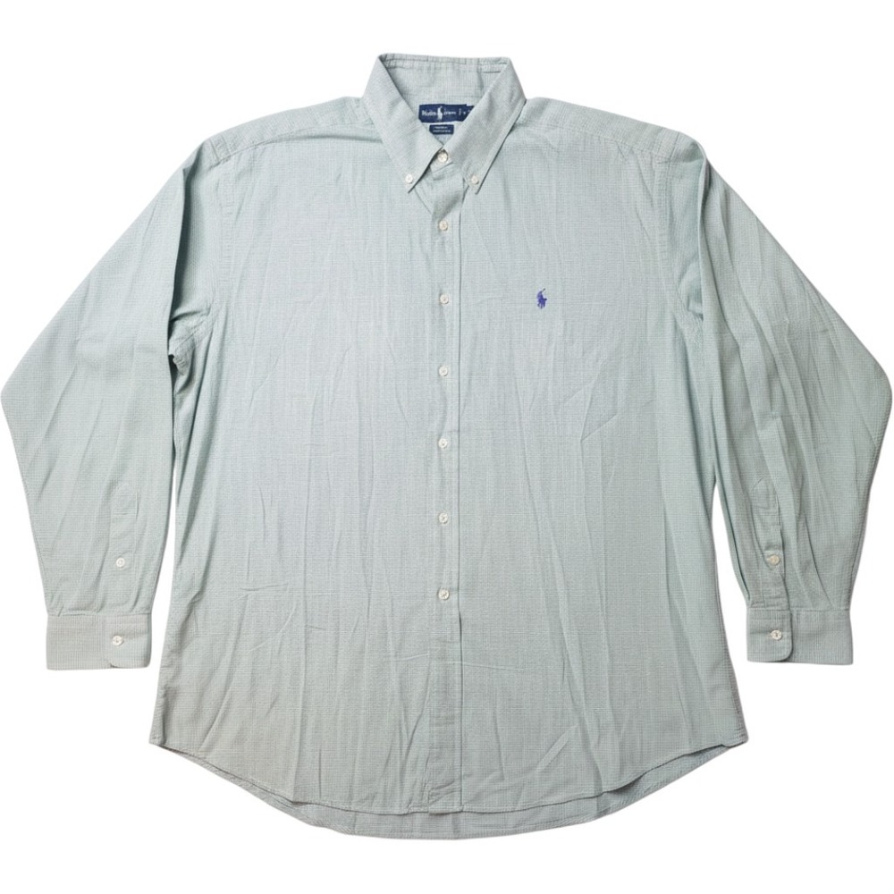 Ralph Lauren Shirt Mens XXL Button Down Blake Green Houndstooth Cotton Pony Logo